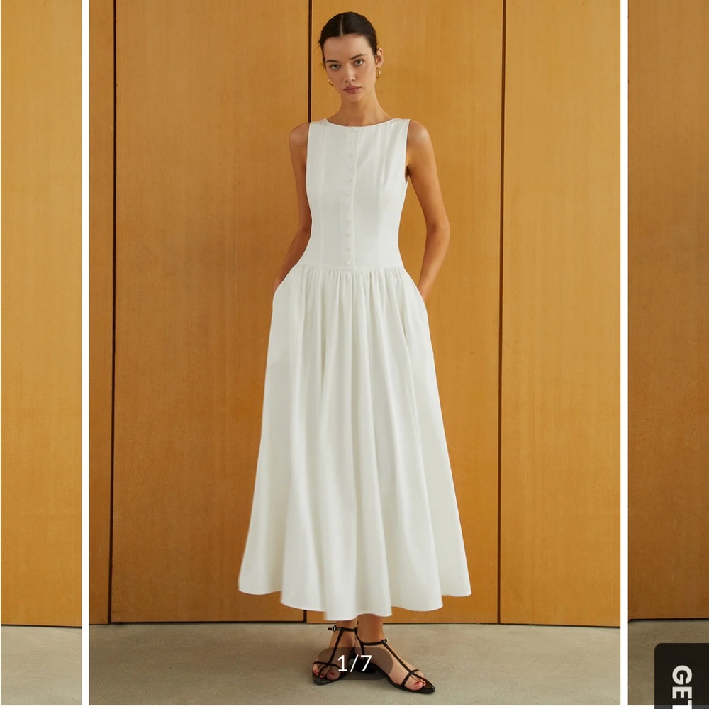 Commense NWT Button-Front Sleeveless Pockets Long Dress Size L
